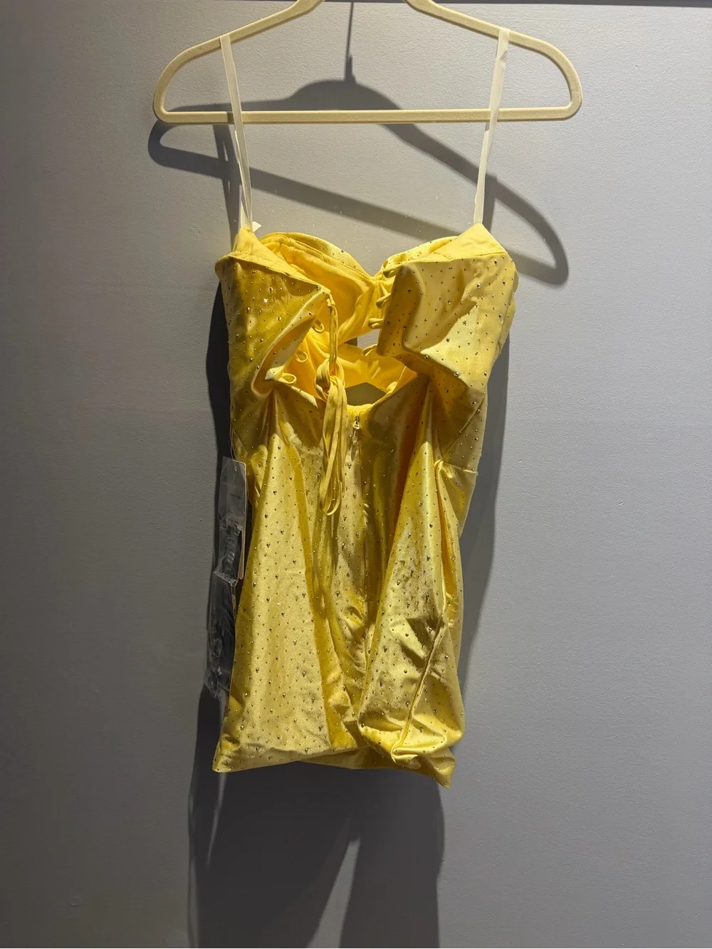Strapless Yellow Cutout Bodycon Dress